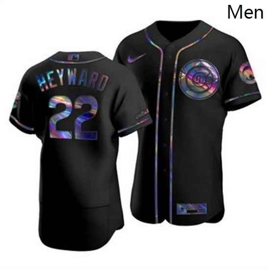 Men Chicago Cubs 22 Jason Heyward Men Nike Iridescent Holographic Collection MLB Jersey Black